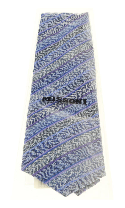 Missoni U4305 Blue/Purple Flame Stitch 100% Silk Tie