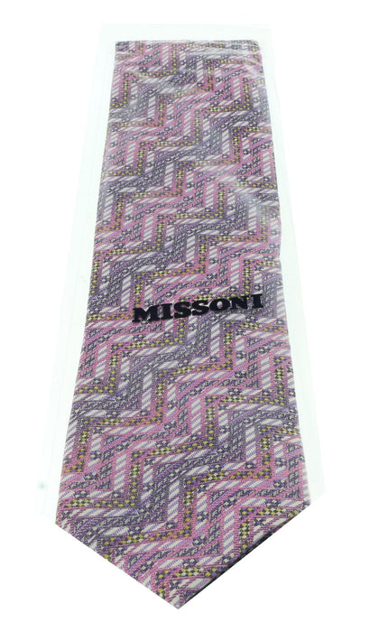 Missoni U4307 Pink/Purple Chevron 100% Silk Tie