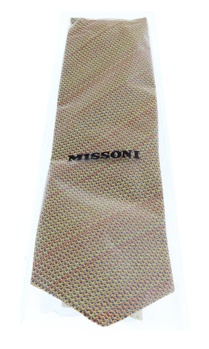 Missoni U4313 Gold/Red Basketweave 100% Silk Tie