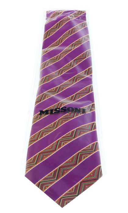Missoni U5128 Purple/Gold Awning 100% Silk Tie