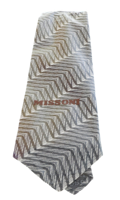 Missoni I0822 Black/Cream Herringbone 100% Silk Tie