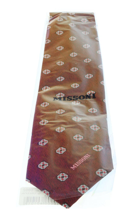 Missoni U5576 Red/Silver Geometric 100% Silk Tie