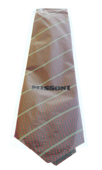 Missoni U5469 Red/Gold Sharkskin 100% Silk Tie