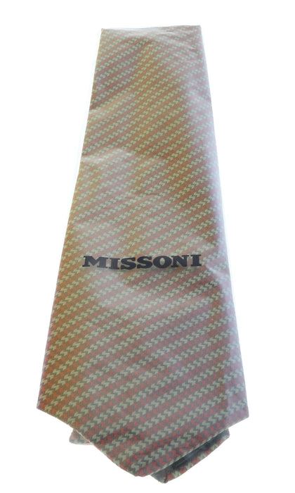 Missoni U5470 Rust/Olive Sharkskin 100% Silk Tie