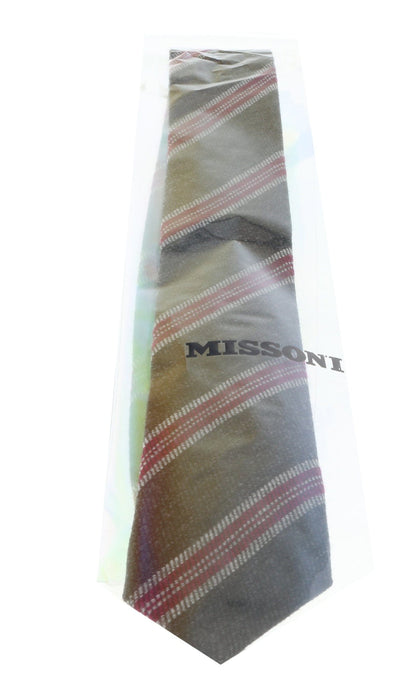 Missoni U5144 Gray/Fuschia Awning 100% Silk Tie
