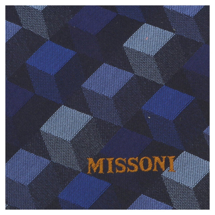 Missoni U5562 Navy/Silver Graphic 100% Silk Tie
