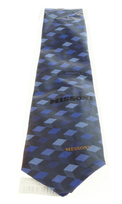 Missoni U5562 Navy/Silver Graphic 100% Silk Tie