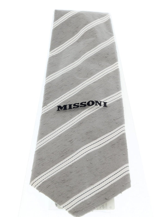 Missoni U4221 Gray/Cream Regimental 100% Silk Tie