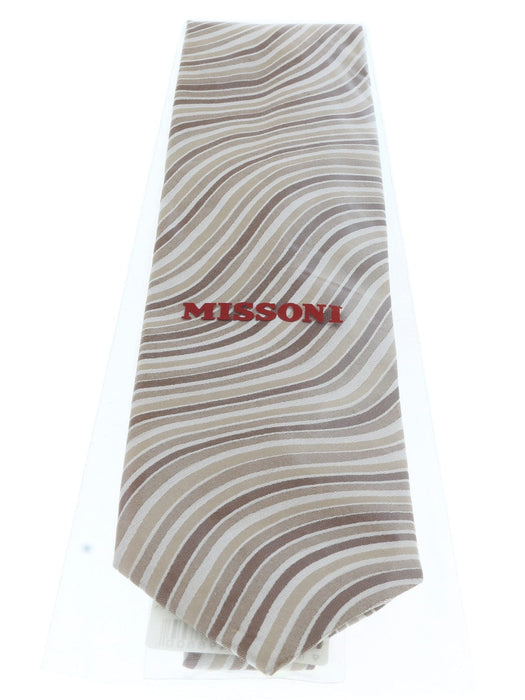 Missoni U4308 Cream/Brown Bengal Stripe 100% Silk Tie