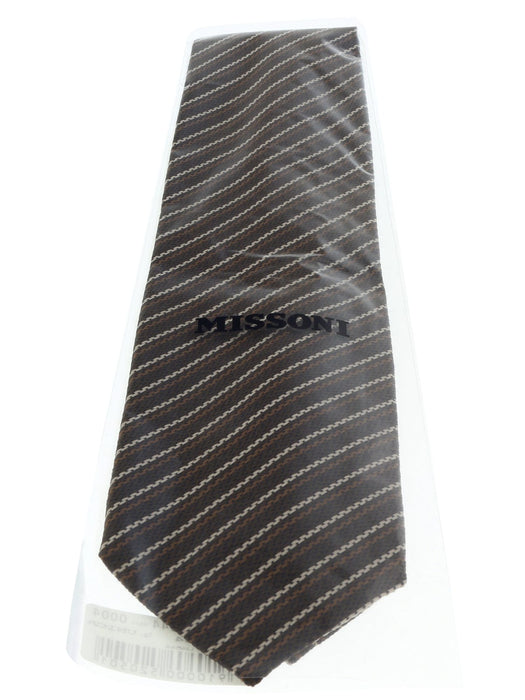 Missoni U4544 Brown/Tan Pencil 100% Silk Tie