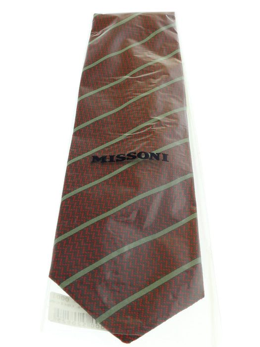 Missoni U4545 Red/Gray Repp 100% Silk Tie