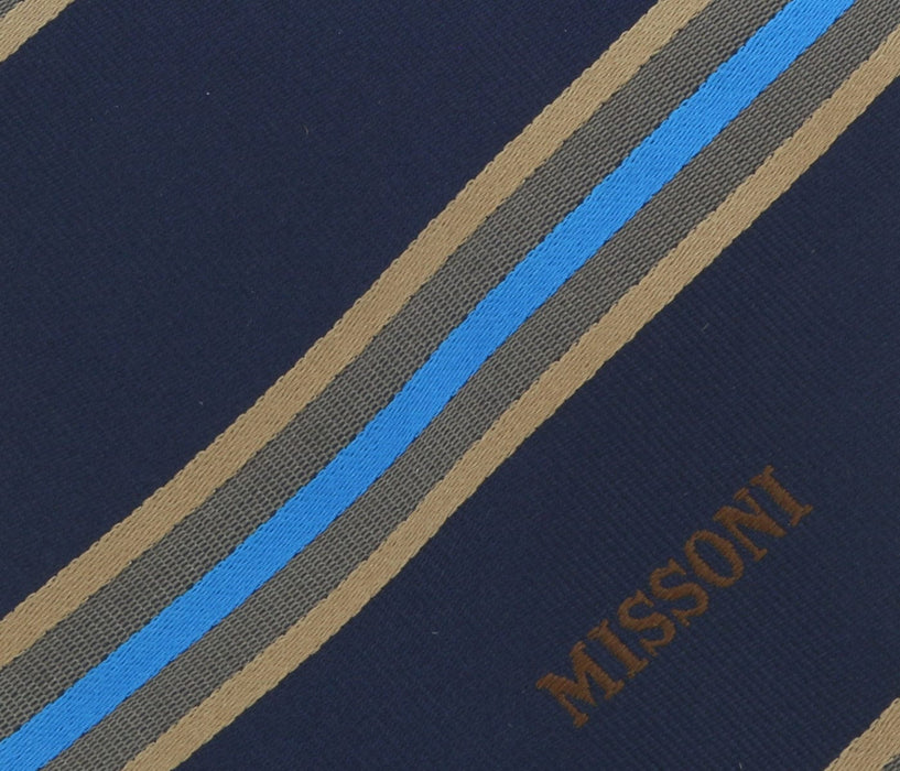 Missoni U5029 Navy/Gold Regimental 100% Silk Tie