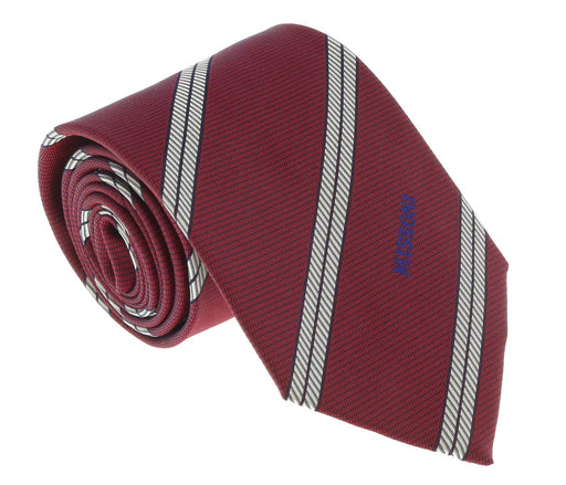 Missoni U4969 Red/Gold Regimental 100% Silk Tie