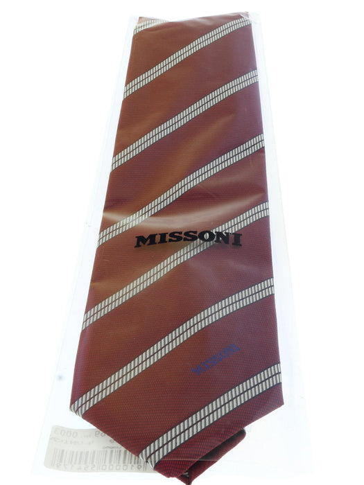 Missoni U4969 Red/Gold Regimental 100% Silk Tie