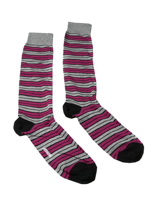 Missoni GM00CMU5685 0002 Gray/Fuschia Striped Calf Length Socks