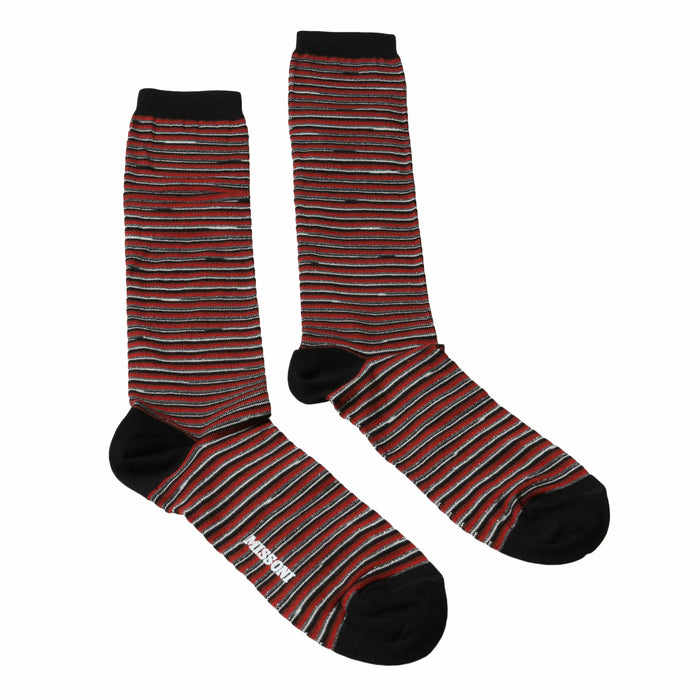 Missoni GM00CMD4589 0001 Red/Silver Striped Boot Socks