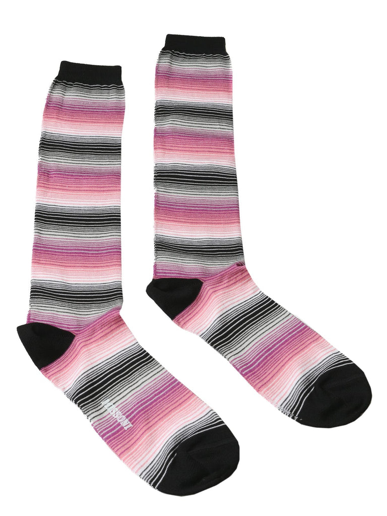 Missoni GM00CMD5453 0001 Pink/Black Striped Knee Length Socks