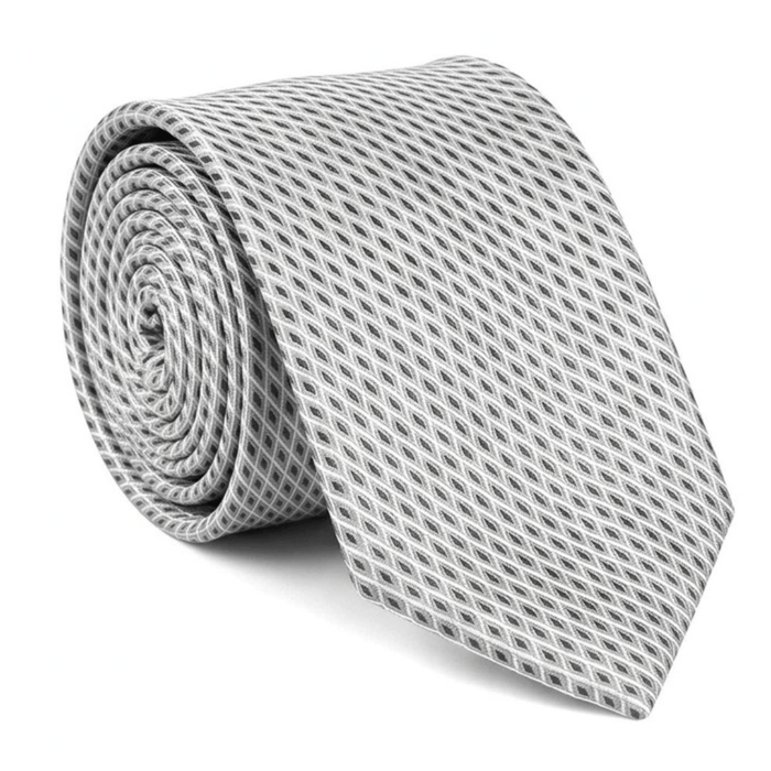 Emporio Armani Silk Blend Silver Grey Diamond 3in Tie – Made in Italy