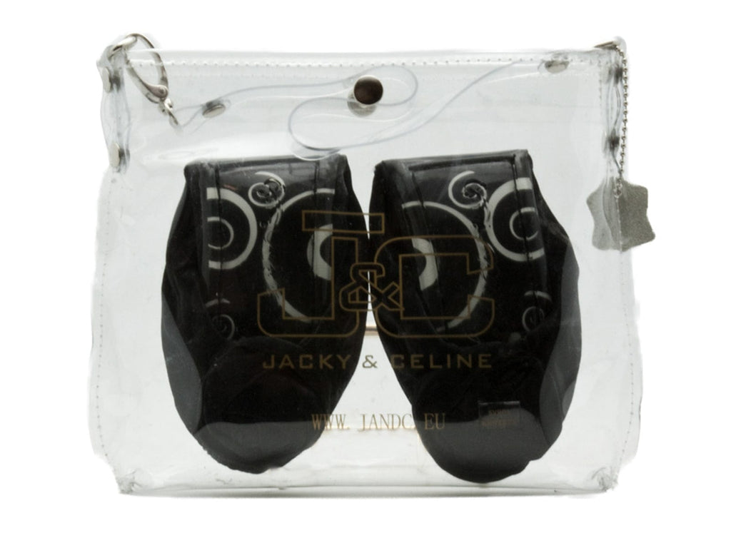 J&C S01_12A_001 Folding Black Rosette Fabric Ballerina Flats