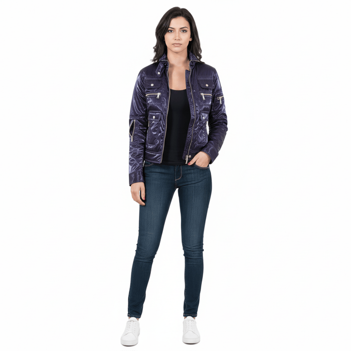 Aureka Prugna Purple Padded Women's Cropped Jacket