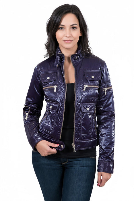 Aureka Prugna Purple Padded Women's Cropped Jacket