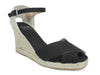 SKA DULCE P7N Nero Black Espadrille Criss Cross Wedge Sandals