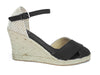 SKA DULCE P7N Nero Black Espadrille Criss Cross Wedge Sandals