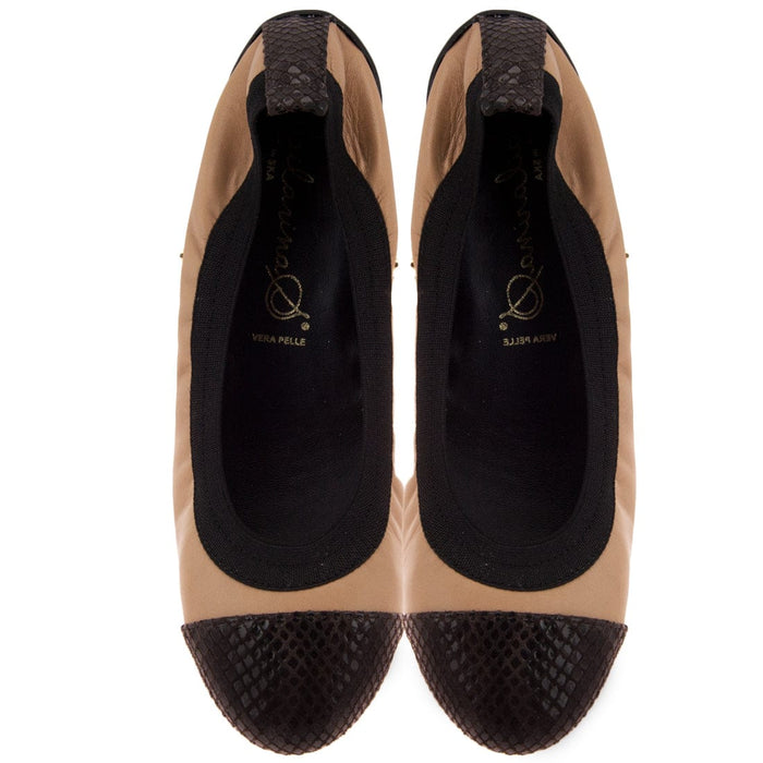 Bailarinas GOLIA MAR Camel/Brown Snake Toe Ballerina Flats