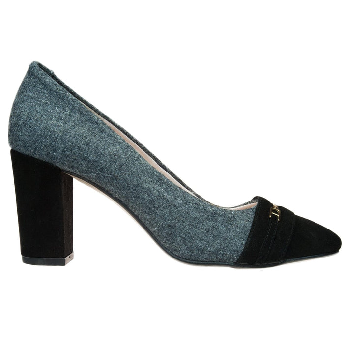 Bailarinas ALTEO GG Grey/Black Flannel Chunky Heel Pump-9
