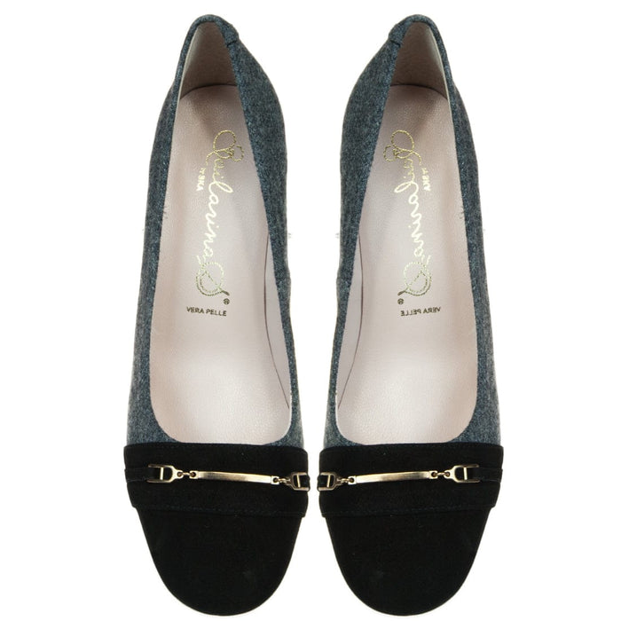 Bailarinas ALTEO GG Grey/Black Flannel Chunky Heel Pump