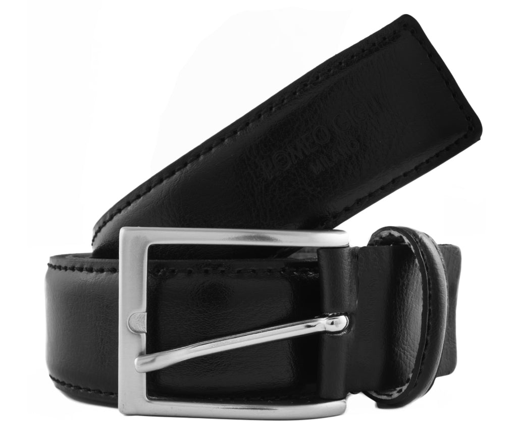 Romeo Gigli U284/35 NERO Black Leather Adjustable Mens Belt-38