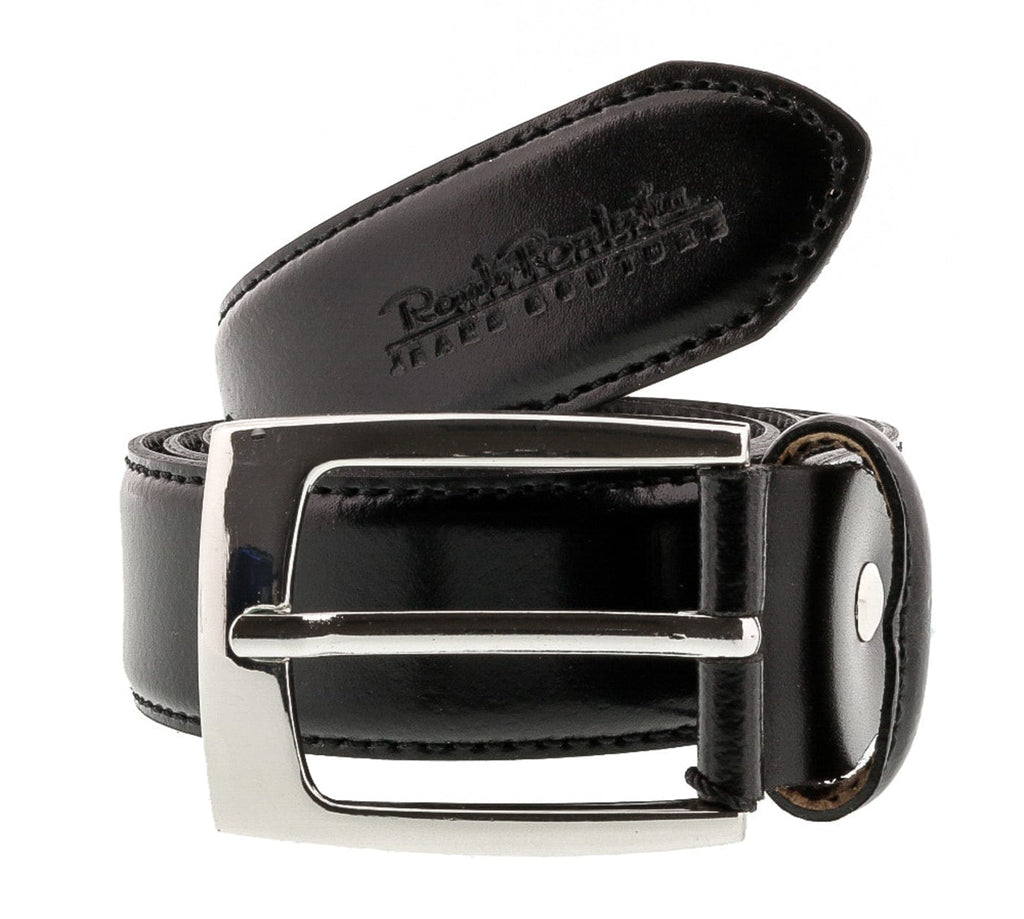 Renato Balestra W150 NERO Black Smooth Adjustable Leather Mens Belt-Size:38