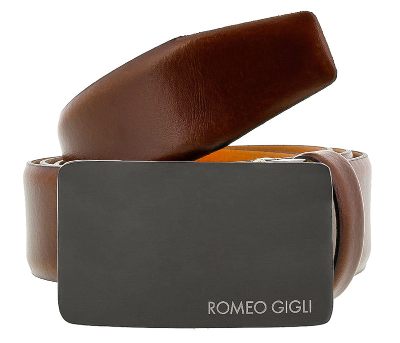 Romeo Gigli C838/35R  Brown Leather Adjustable Mens Belt