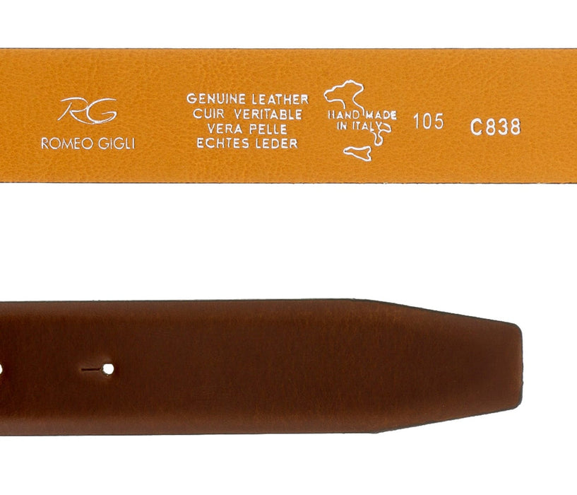 Romeo Gigli C838/35R  Brown Leather Adjustable Mens Belt