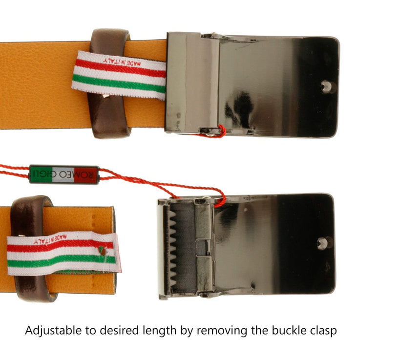 Romeo Gigli C838/35R  Brown Leather Adjustable Mens Belt