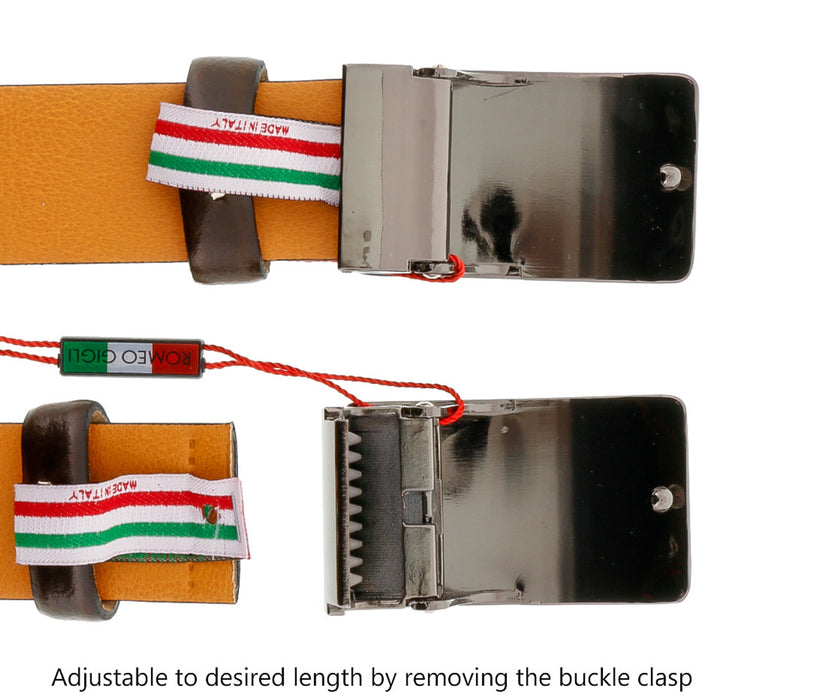 Romeo Gigli C838/35R T.MORO Dark Brown Leather Adjustable Mens Belt