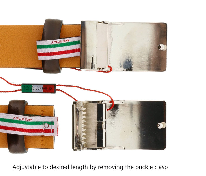 Romeo Gigli C838/35S T.MORO  Dark Brown Leather Adjustable Mens Belt