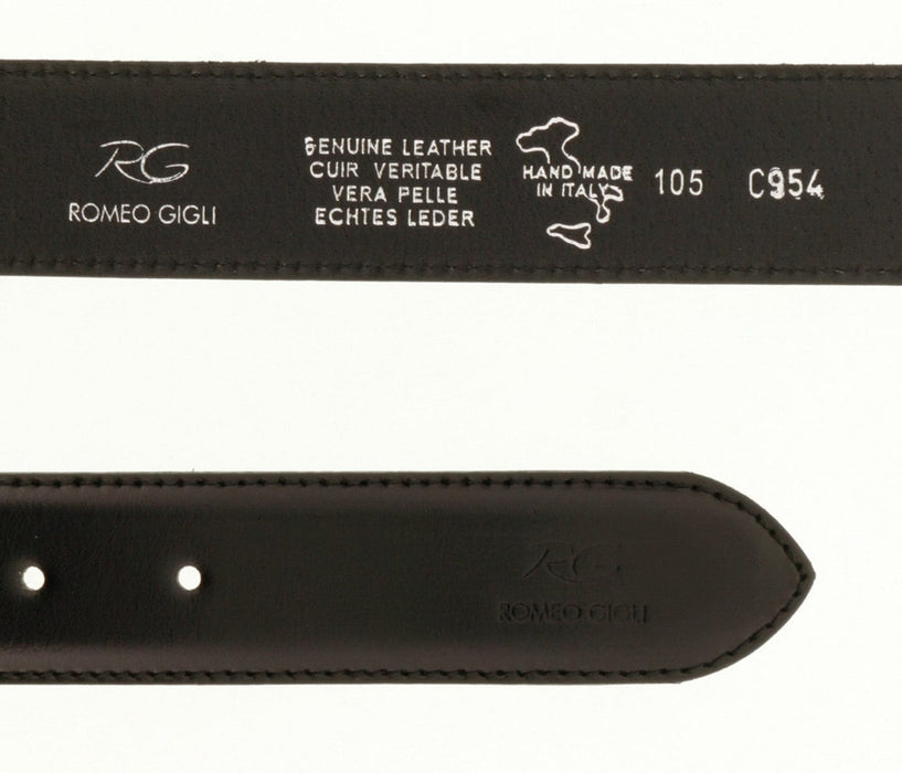 Romeo Gigli C954/35R NERO Black Leather Adjustable Mens Belt