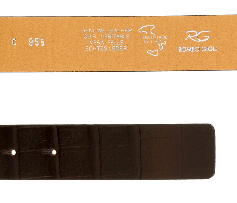 Romeo Gigli C955/35S T.MORO Dark Brown Leather Adjustable Mens Belt
