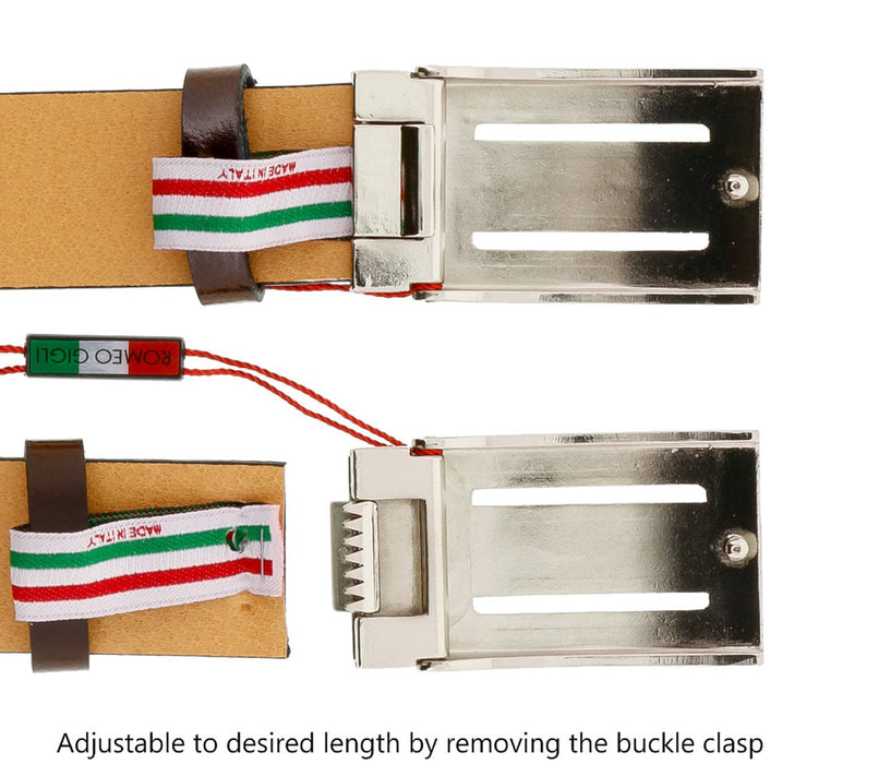 Romeo Gigli C955/35S T.MORO Dark Brown Leather Adjustable Mens Belt