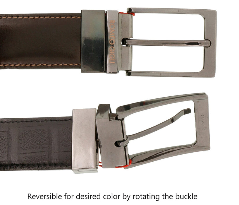 Romeo Gigli C956/3R MORO.NERO Brown/Black Leather Adjustable Mens Belt