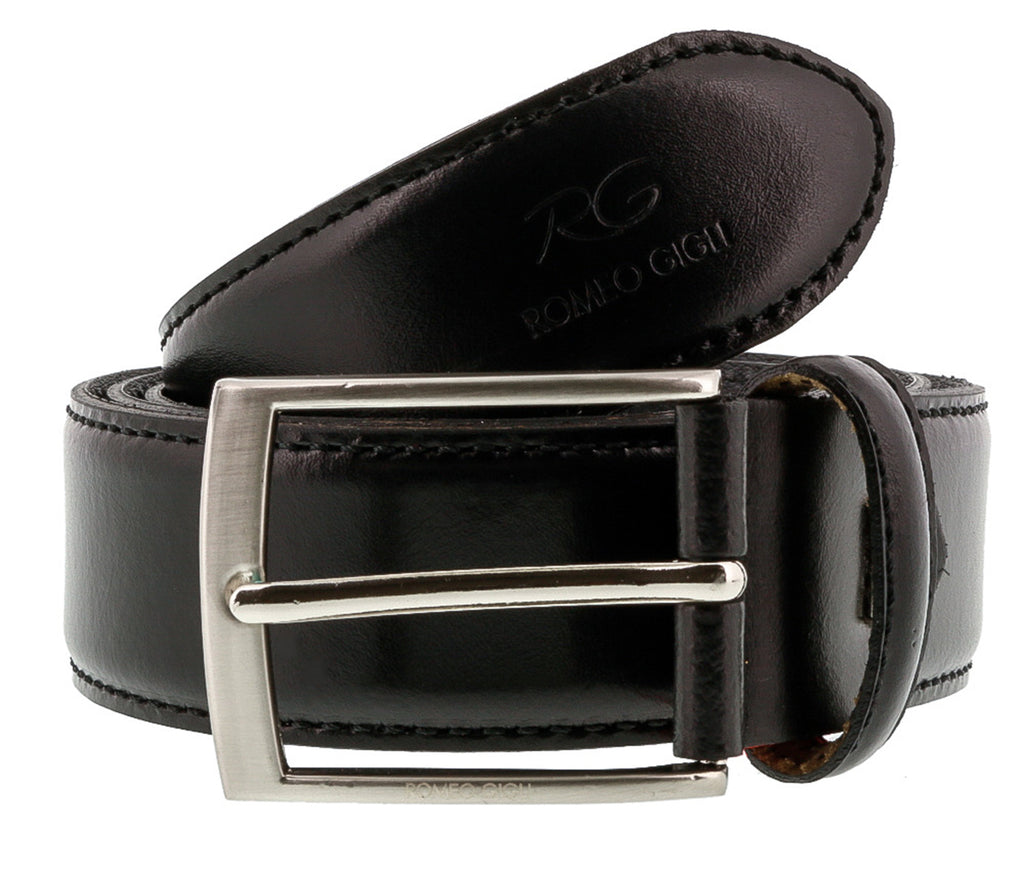 Romeo Gigli C856/35S NERO Black Leather Adjustable Mens Belt