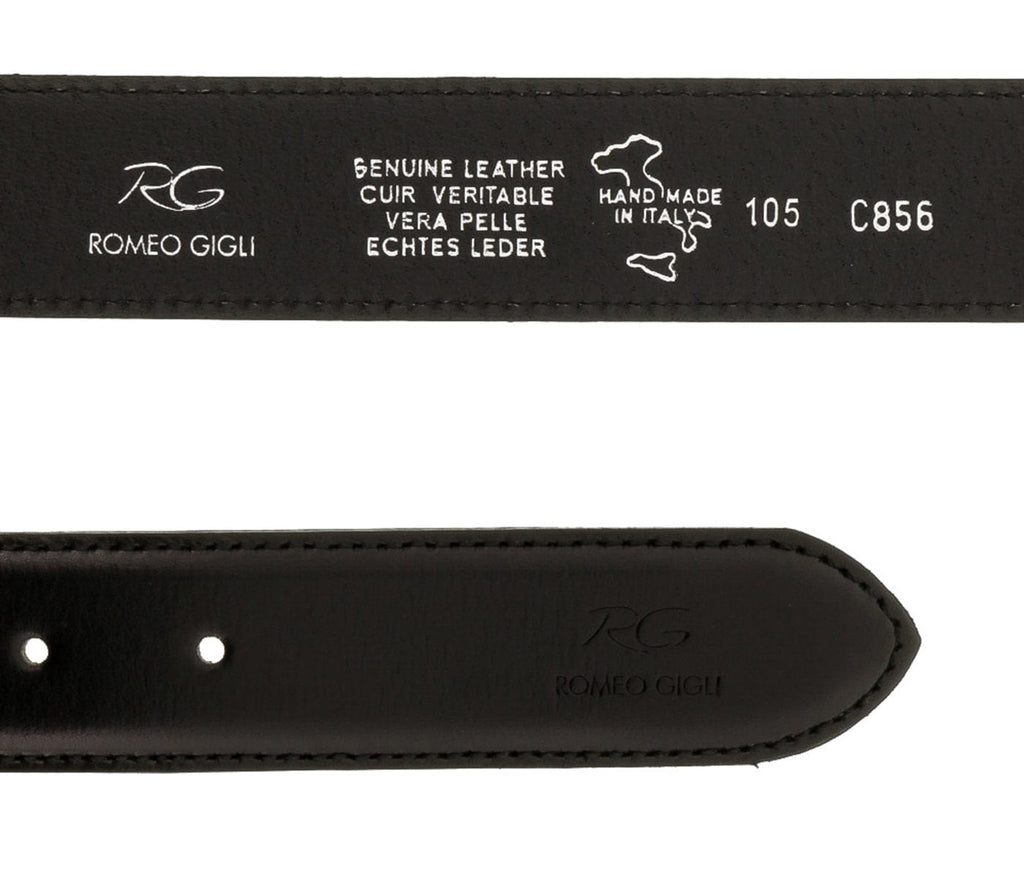 Danaged/Store Return Romeo Gigli C856/35S NERO Black Leather Adjustable Mens Belt