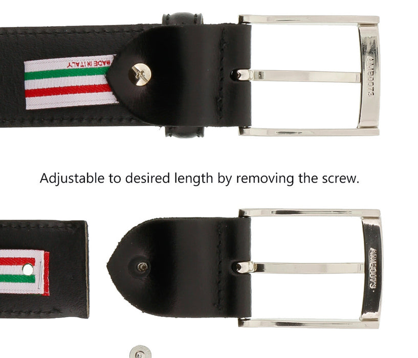 Romeo Gigli C856/35S NERO Black Leather Adjustable Mens Belt