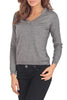 Cashmere Blend Grey V-Neck Sweater-L