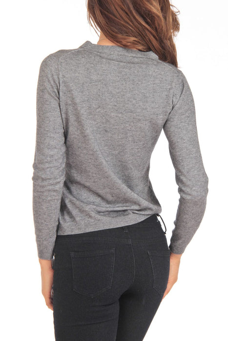 Cashmere Blend Grey V-Neck Sweater