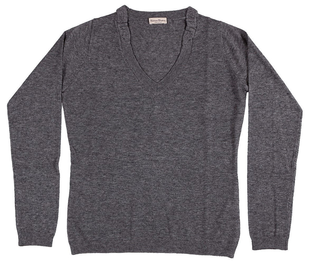 Cashmere Blend Grey V-Neck Sweater