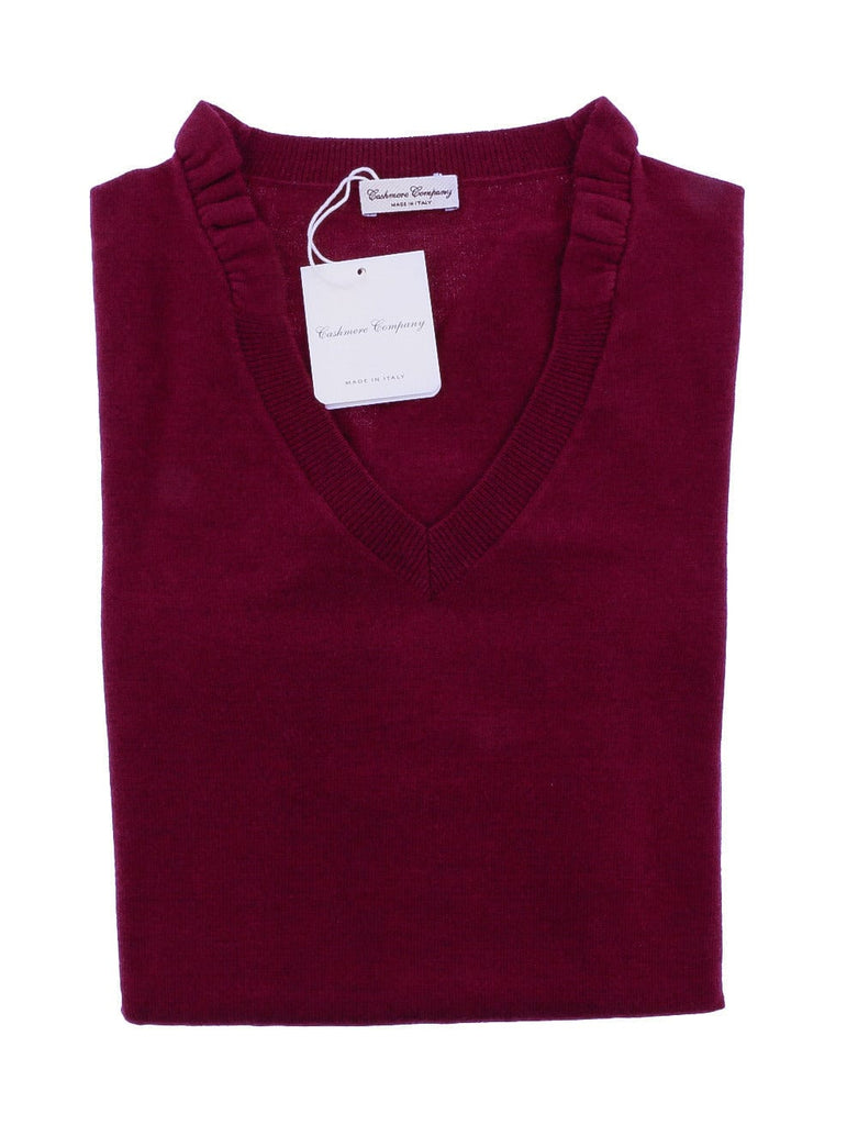 Cashmere Blend Burgundy V-Neck Sweater