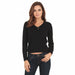 Cashmere Company COLLO V NR Black Cashmere Blend Womens Sweater
