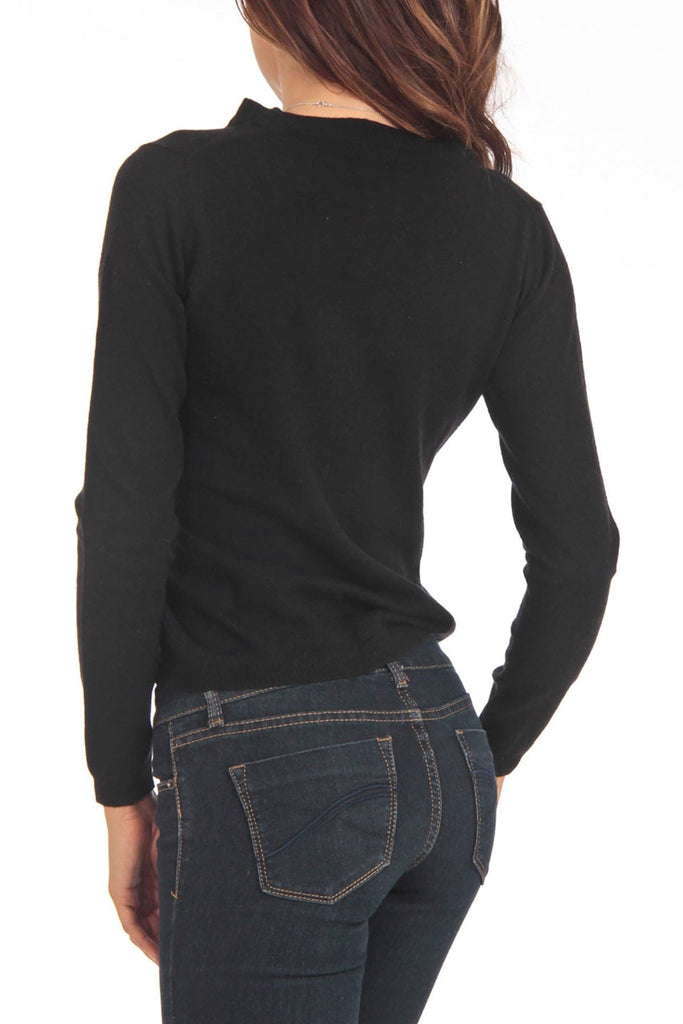 Cashmere Blend Black  V-Neck Sweater